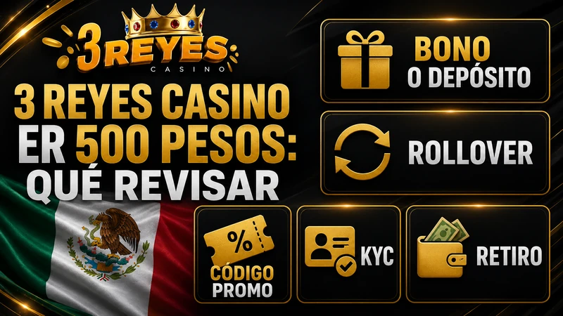 Revisión de bono o depósito de 500 pesos en 3 reyes casino