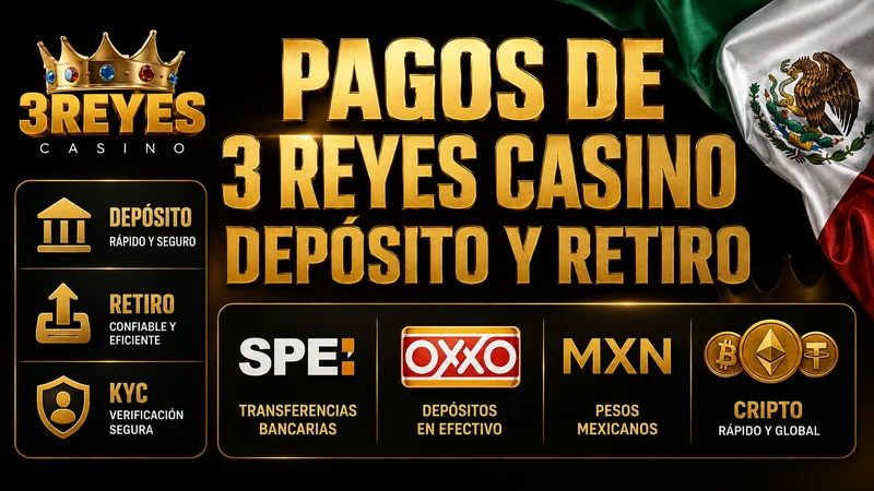 Pagos, depósito y retiro de 3 reyes casino en MXN